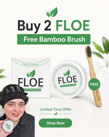FLOE Teeth Whitening Powder Duo Pack + Free Bamboo Brush